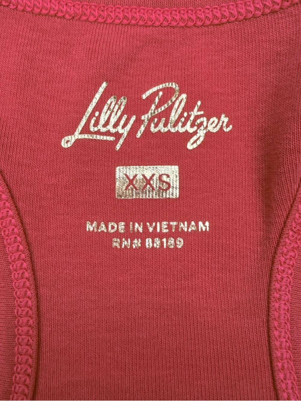 Lilly Pulitzer Raspberry Red Racerback Tank with Button Placket - Picture 7 of 9